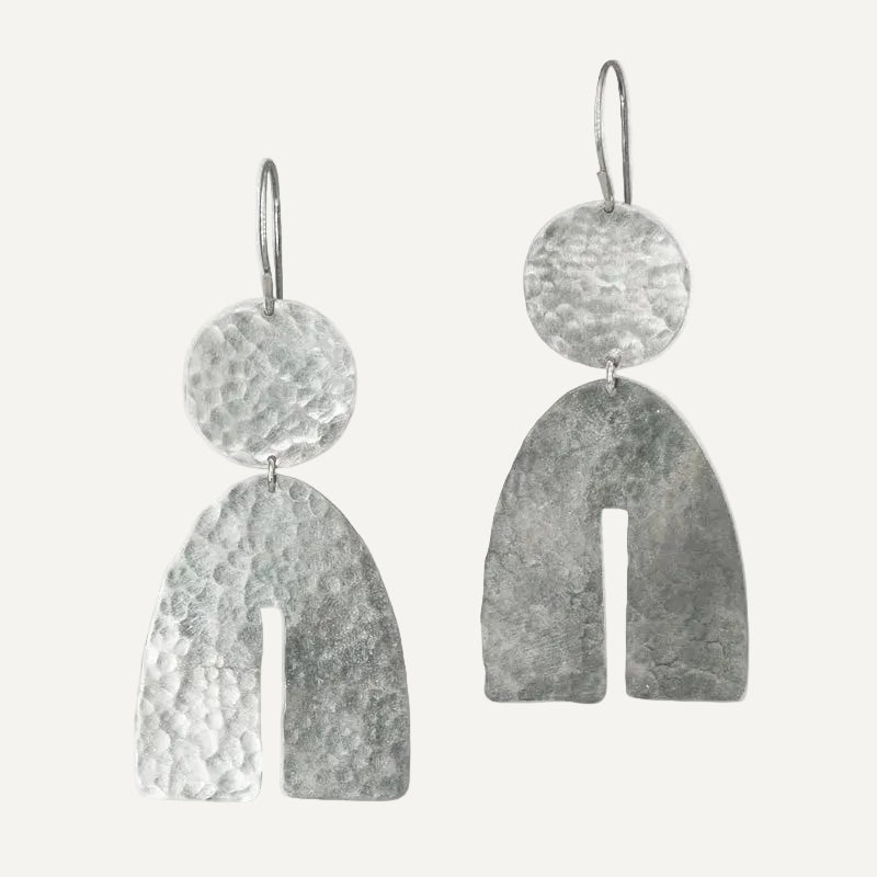 ARCTIC sculptural arc earrings handmade in textured sterling silver with sterling silver ear wires
