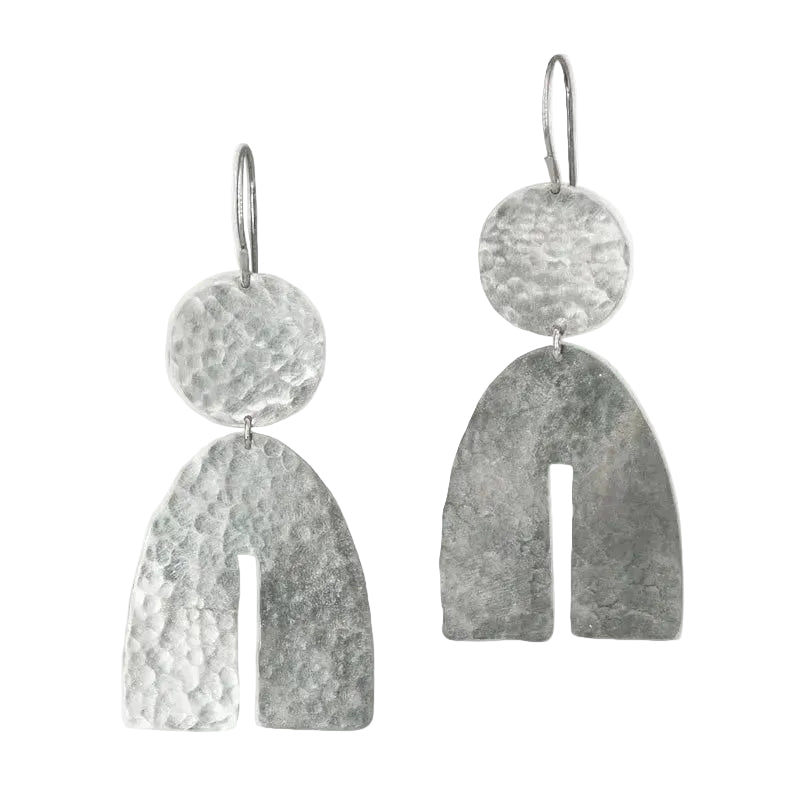 ARCTIC sculptural arc earrings handmade in textured sterling silver with sterling silver ear wires