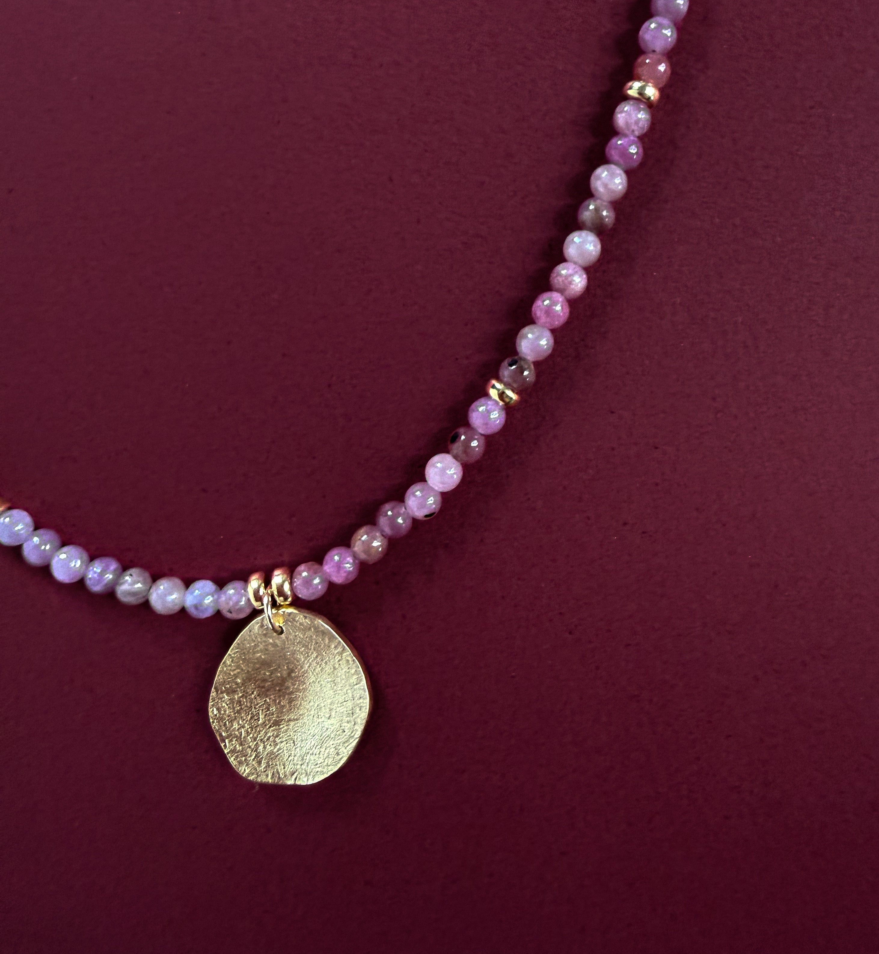 Cerise ruby pebble necklace with pink, berry and wine-toned natural ruby beads