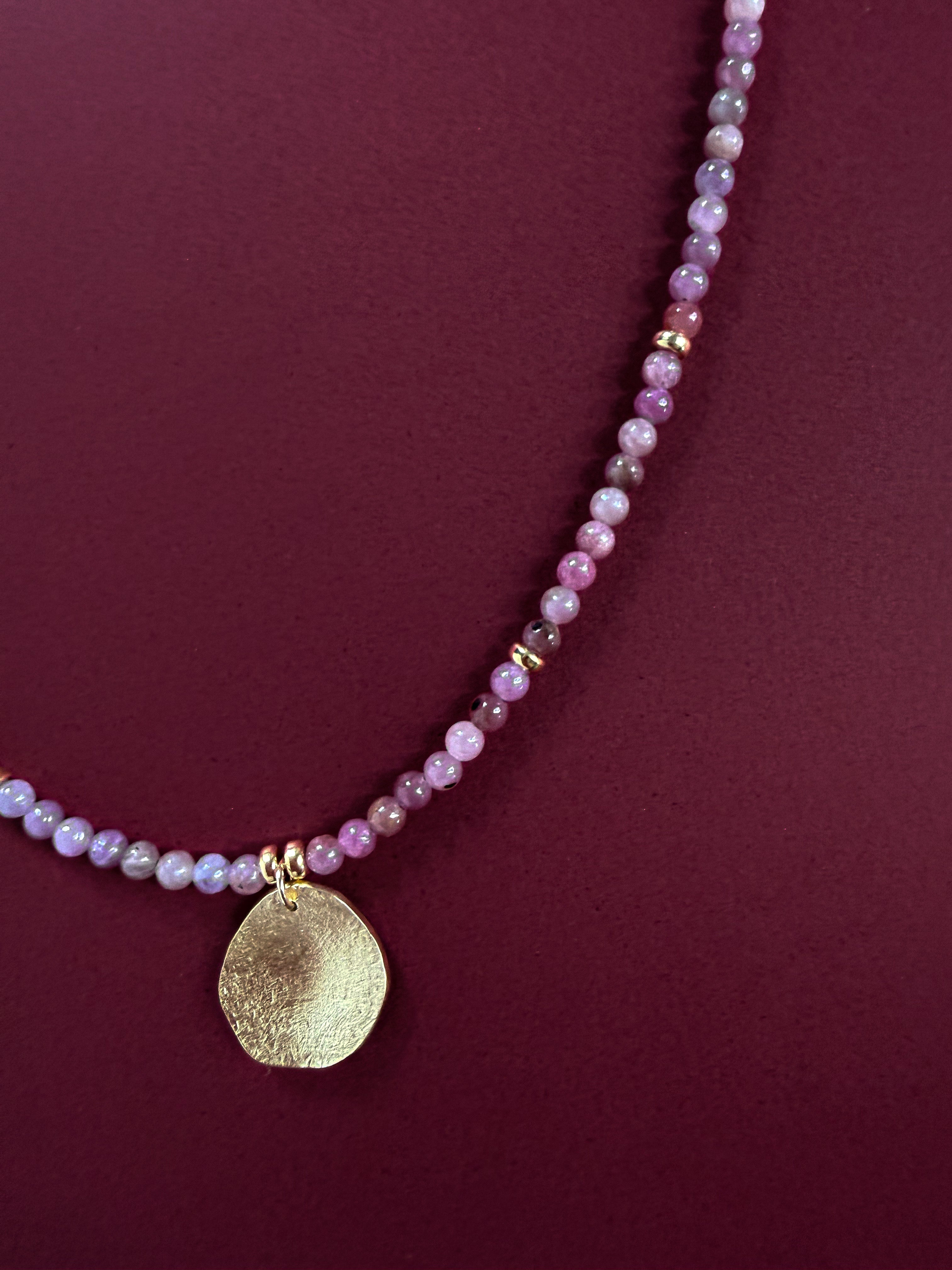 Cerise ruby pebble necklace with pink, berry and wine-toned natural ruby beads