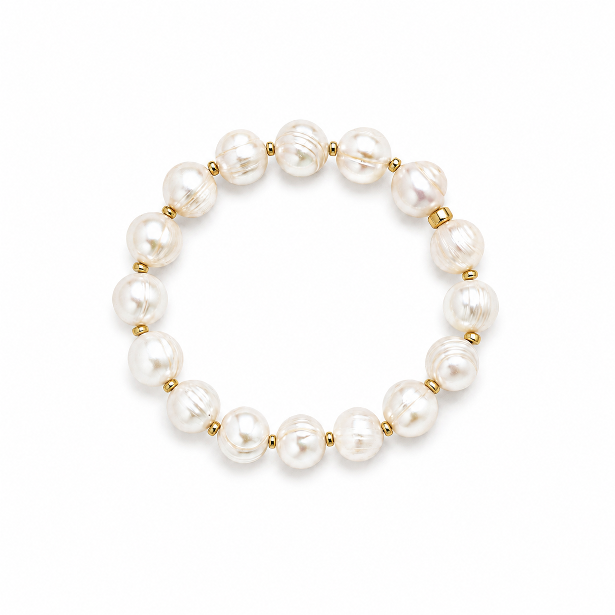 Maren freshwater pearl stretch bracelet with 14k gold-filled rondelle beads